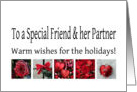 To a Special Friend & her Partner - Red Collage warm holiday wishes card