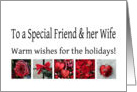 To a Special Friend & her Wife - Red Collage warm holiday wishes card