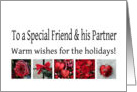 To a Special Friend & his Partner - Red Collage warm holiday wishes card