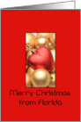 Florida Merry Christmas - Gold/Red ornaments card