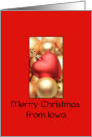 Iowa Merry Christmas - Gold/Red ornaments card