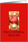 Niece & wife Merry Christmas - Gold/Red ornaments card