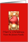 Merry Christmas Customize for Any Name - Gold/Red ornaments card