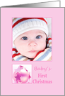 photocard Baby’s First Christmas - Baby girl pink ornament card