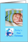 photocard Baby’s First Christmas - Baby boy blue ornament card