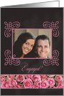 Engagement announcement - Chalkboard pink roses - Custom Front card