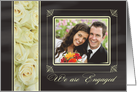 Engagement announcement - Chalkboard white roses - Custom Front card