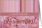 Bridesmaid Request Pink Roses and Stripes card