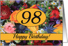 98th Happy Birthday Colorful Summer bouquet card
