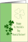 Mom & Partner Happy St. Patrick’s Day Irish luck clovers card
