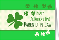 Parents in Law Happy St. Patrick’s Day Irish luck clovers card