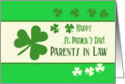 Parents in Law Happy St. Patrick’s Day Irish luck clovers card