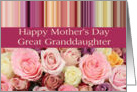 Great Granddaughter - Happy Mother’s Day pastel roses & stripes card