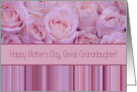 Great Granddaughter - Happy Mother’s Day pastel roses & stripes card