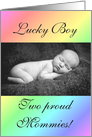 Lesbian Couple boy birth announcement photo card