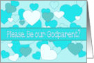 Twin Boys Blue Godparent Invitation Dots and hearts card