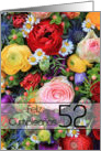 52nd Spanish Happy Birthday Card/Feliz Cumpleaos - Summer bouquet card