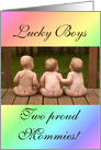 Lesbian Couple multiple boy birth announcement photo card