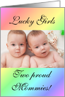 Lesbian Couple multiple girls birth announcement photo card