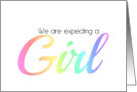 Same Sex Couple Girl pregnancy announcement rainbow colors card