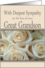 Great Grandson - With Deepest Sympathy, Pale Pink roses card