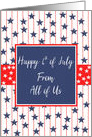 From All of us - Happy 4th of July stars on blue chalkboard card