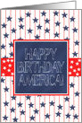 Happy Birthday America Happy 4th of July Stars on Blue Chalkboard card