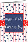 Parents in Law 4th of July Blue Chalkboard card