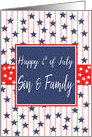 Son & Family 4th of July Blue Chalkboard card