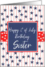 Sister 4th of July Birthday Blue Chalkboard card
