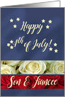 Son & Fiancee - Happy 4th of July Patriotic roses card