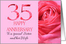35th Anniversary to Sister and Wife Pink Rose Close Up card