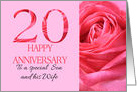 20th Anniversary to Son and Wife Pink Rose Close Up card