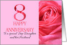 8th Anniversary to Step Daughter and Husband Pink Rose Close Up card