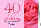 40th Anniversary to Partner Pink Rose Close Up card