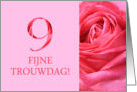 9th Anniversary Dutch Fijne Trouwdag - Pink rose close up card