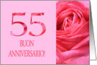 55th Anniversary Italian Buon Anniversario - Pink rose close up card