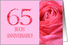 65th Anniversary Italian Buon Anniversario - Pink rose close up card