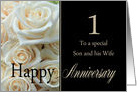 1st Anniversary, Son & Wife Pale Pink Roses card