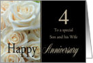 4th Anniversary, Son & Wife - Pale pink roses card