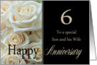 6th Anniversary, Son & Wife - Pale pink roses card