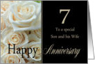 7th Anniversary, Son & Wife - Pale pink roses card