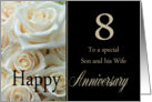 8th Anniversary, Son & Wife - Pale pink roses card