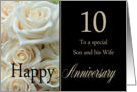 10th Anniversary, Son & Wife - Pale pink roses card