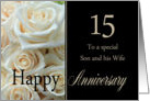 15th Anniversary, Son & Wife - Pale pink roses card