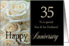 35th Anniversary, Son & Husband - Pale pink roses card