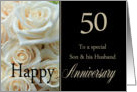 50th Anniversary, Son & Husband - Pale pink roses card
