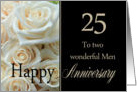 25th Anniversary card for Gay Couple - Pale pink roses card