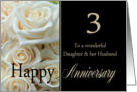 3rd Anniversary card for Daughter & Husband - Pale pink roses card