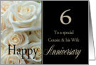 6th Anniversary card for Cousin & Wife - Pale pink roses card
